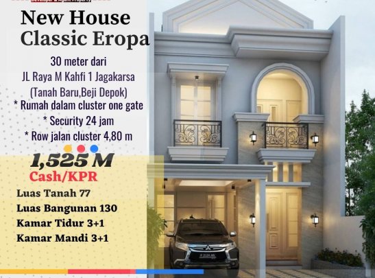 rumah classic eropa dalam cluster di jl m kahfi 1 jagakarsa rumah mewah classic eropa dalam cluster 30 m dari jl raya m kahfi 1 jagakarsa Rumah classic eropa dalam cluster 30 m dari &nbsp;jl m kahfi 1 jagakarsa

luas tanah 77

luas bangunan 130

kamar tidur 3

kamar mandi 4

kamar Murah Properti